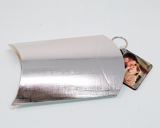 Portachiavi quadrato in pelle con scatola regalo