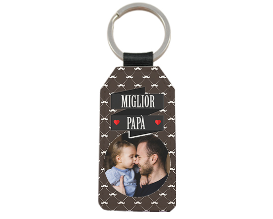 Portachiavi in pelle con foto e grafica per la festa del papà