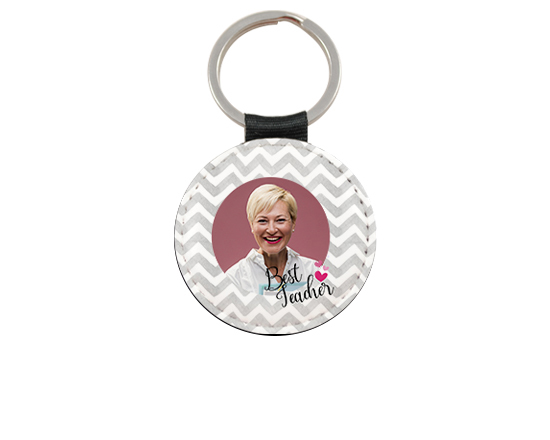 portachiavi rotondo in pelle per maestre best teacher
