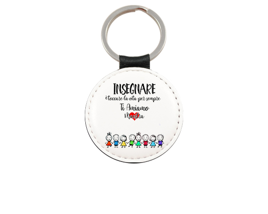 portachiavi rotondo in pelle insegnare