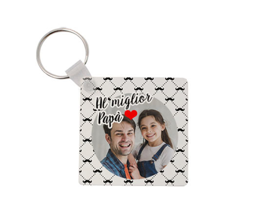 Portachiavi quadrato con grafica con baffi