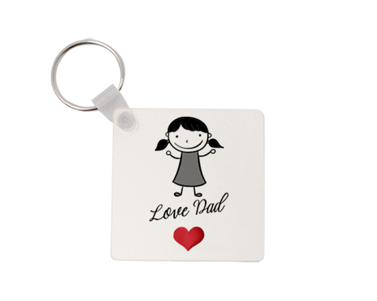 Portachiavi quadrato in masonite Love dad girl