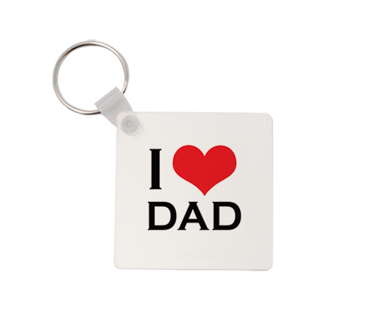 Portachiavi quadrato in masonite con cuore e scritta