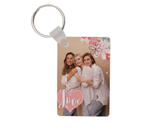 Portachiavi in Masonite Rettangolare Wood and flowers