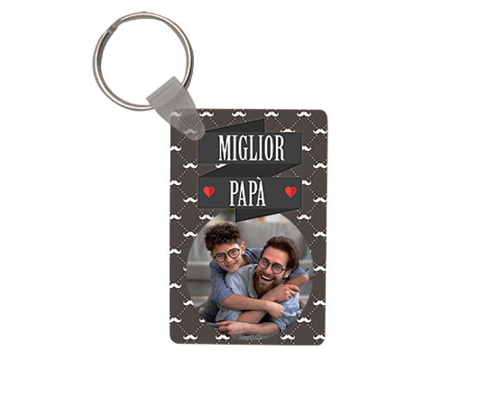 Portachiavi in masonite rettangolare con grafica festa del papà