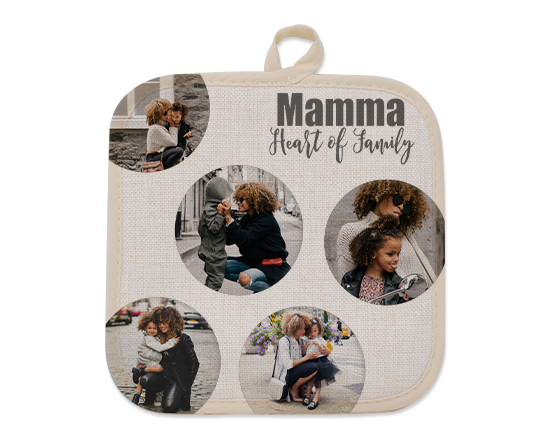Presina con foto in juta con grafica mamma 5 foto
