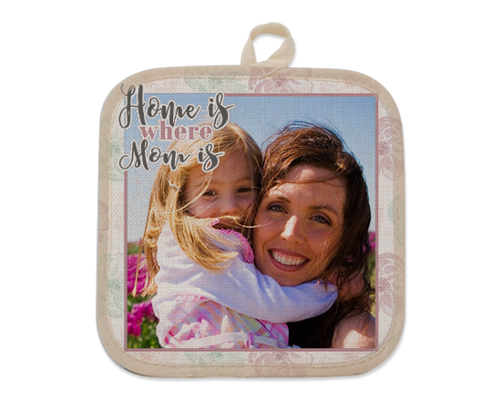 Presina con foto in juta con grafica home mum flowers