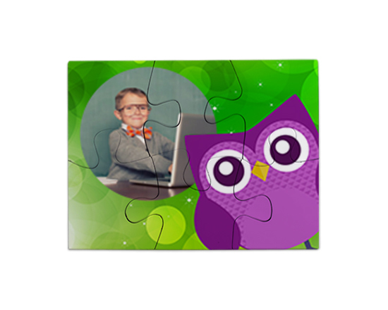 Il puzzle magnetico con il piccolo gufetto viola