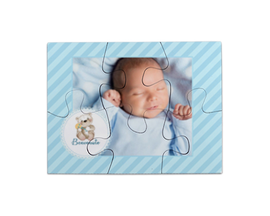 Puzzle magnetici rettangolari grafica nascita con foto