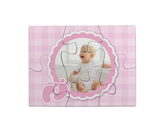 Puzzle magnetici rettangolari piedini rosa per nascita