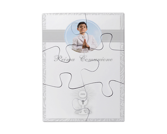 Puzzle magnetico con grafica religiosa grigia