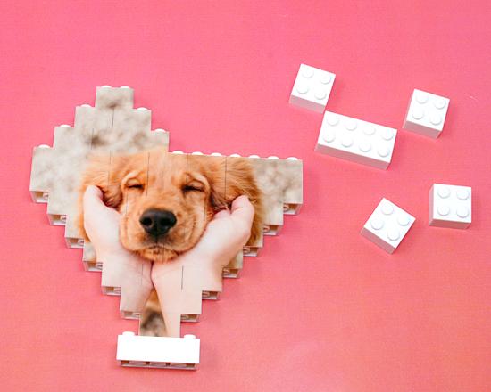 Puzzle cuore con mattoncini bianchi