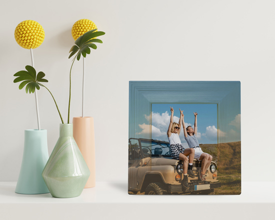 Quadretto con telaio in legno e foto ad alta definizione su carta fotografica