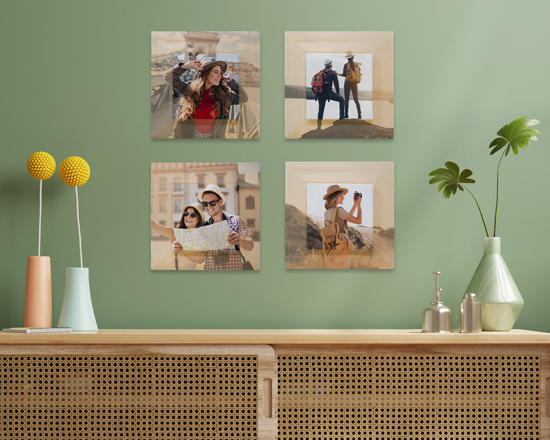 Composizione su parete quadretti in legno personalizzati