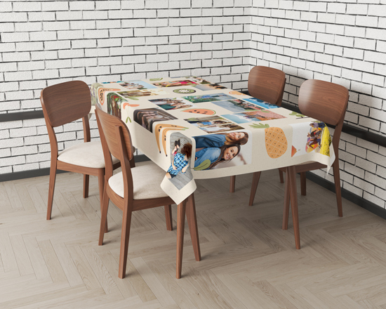 Tovaglia rettangolare personalizzata con grafica collate collage