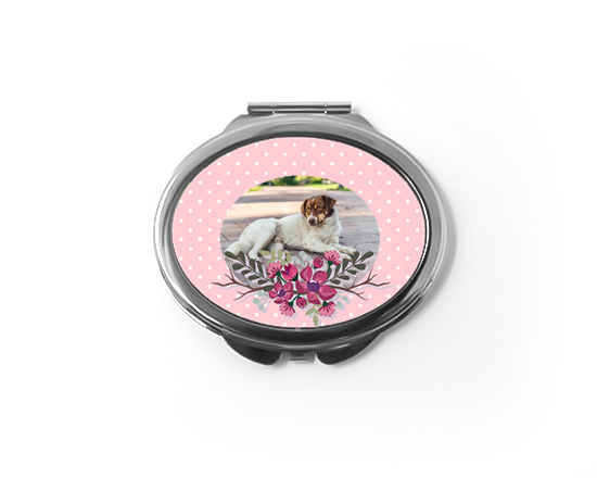 Specchietto ovale da borsetta Rose pois