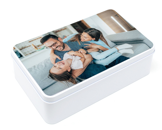 Scatola in latta rettangolare colore bianco