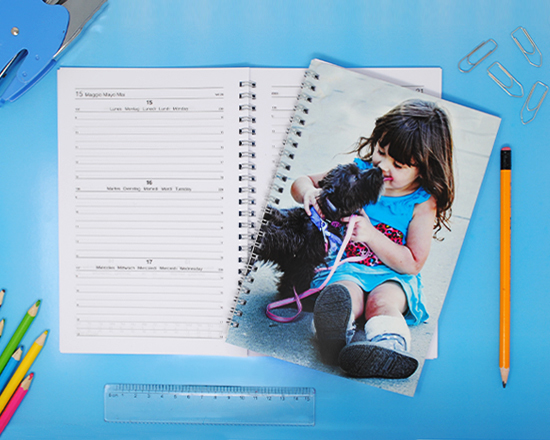 Agenda settimanale personalizzata con foto, particolare pagine interne