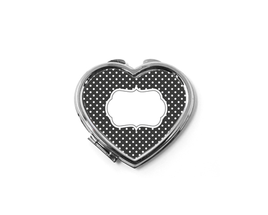 Specchietto a cuore da borsa con grafica Shabby black