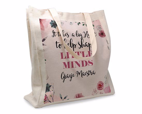shopper in juta grande per maestra grafica little minds