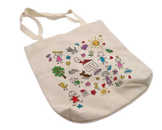 shopper in juta per maestra con grafica disegno