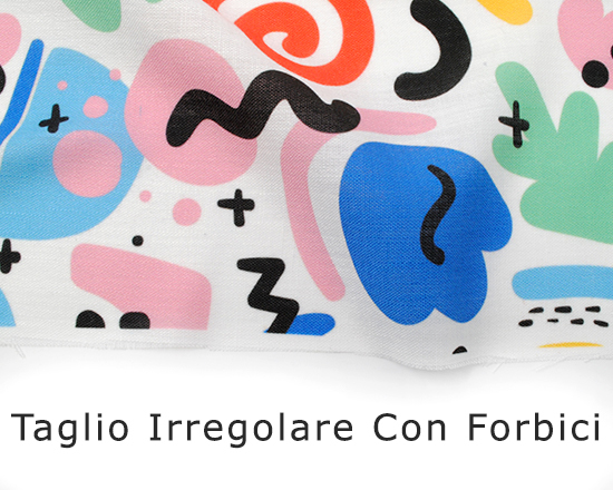 Stampa su lino sintetico con taglio irregolare