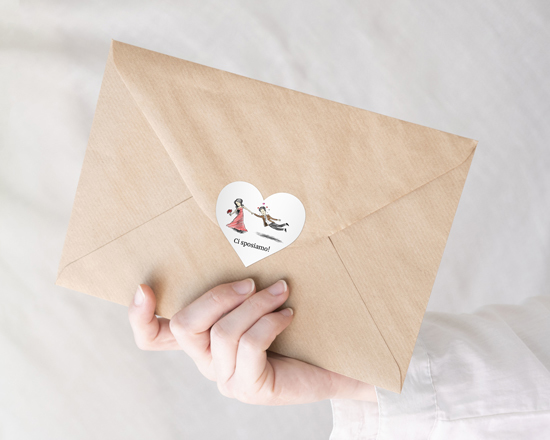 Adesivo cuore personalizzato per inviti matrimonio
