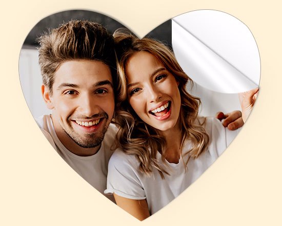 Adesivi cuore grandi con immagini di fidanzati
