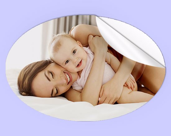 Adesivi ovali grandi con le tue foto più belle