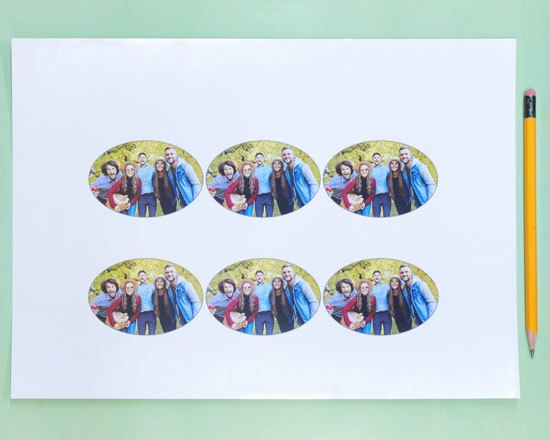Foglio A4 con 6 pezzi di adesivi ovali