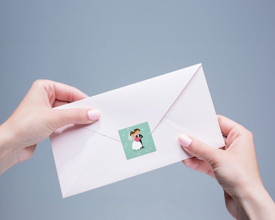 Adesivi quadrati piccoli personalizzati come chiudilettera