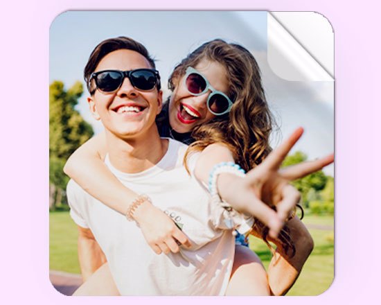 Adesivi quadrati grandi personalizzati con foto