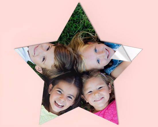 Adesivi stella grandi personalizzati con foto bambini