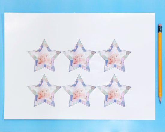 Foglio adesivo pet con 6 stickers stella grandi personalizzati