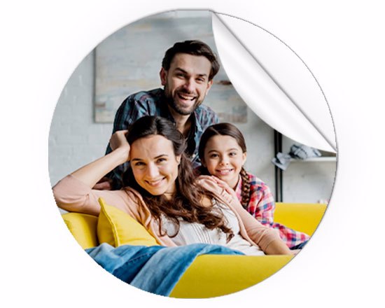 Adesivi rotondi grandi personalizzati con foto famiglia