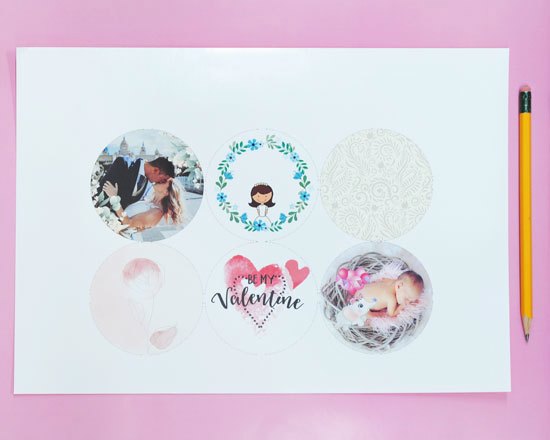 Foglio adesivo pet con 6 stickers tondi grandi personalizzati