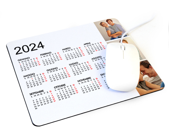 Tappetino mouse con grafica collage con calendario
