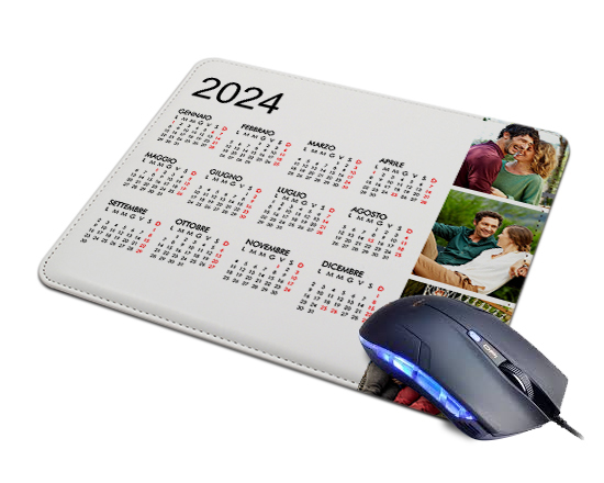 Calendario con foto stampato su mousepad in pelle