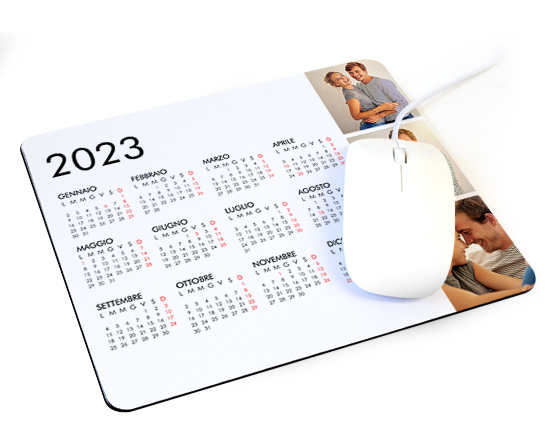 Tappetino mouse con grafica collage con calendario