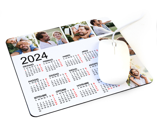 Mousepad con grafica con 6 riquadri e calendario