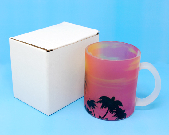 tazza in vetro satinato completa di scatola