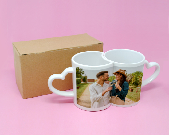 Coppia di tazze love con scatola avana inclusa