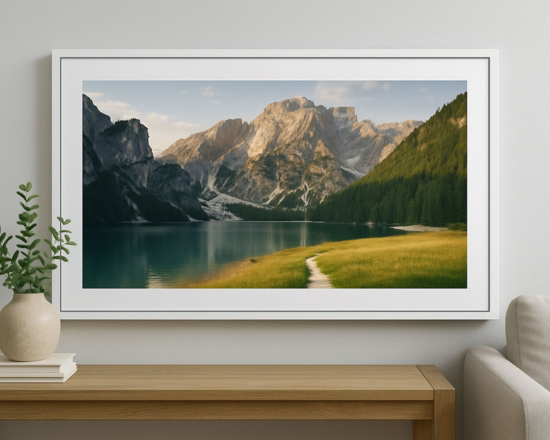 tela con cornice a cassetta bianca