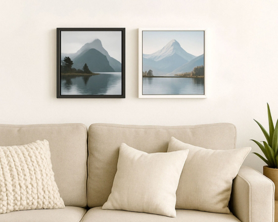 tela con cornice a cassetta bianca o nera