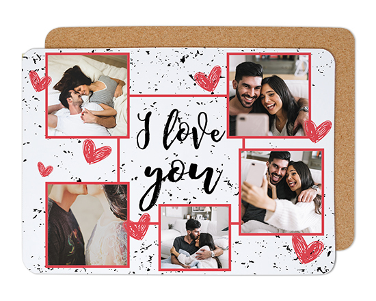 Tovaglietta in sughero I love you collage