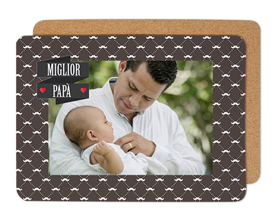 Tovaglietta in sughero con baffi bianchi e scritta