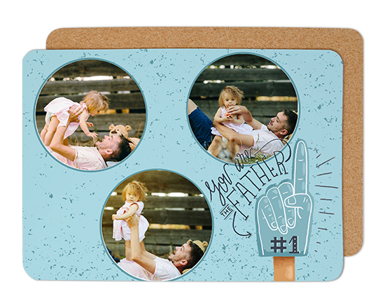 Tovaglietta in sughero con grafica con cerchi celeste