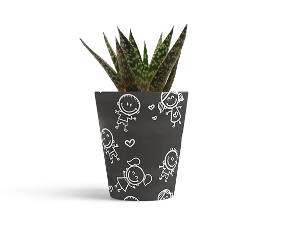 vaso per maestra con grafica texture bimbi