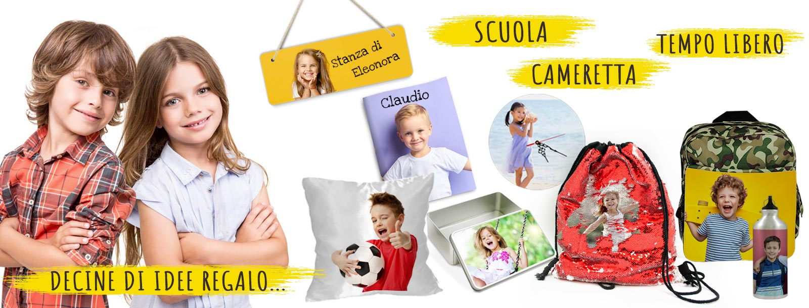 Regali per bambini personalizzati con foto, disegni testi e immagini. Realizza un regalo personalizzato adatto a bambini e banmbine, per la scuola, per casa, per il tempo libero