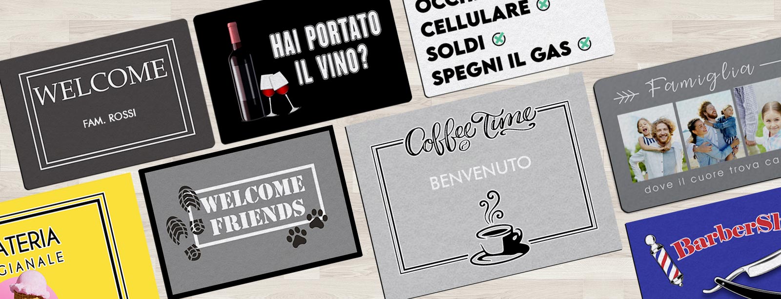 Zerbini personalizzati da esterno e da interno. Zerbini per casa, uffici e negozi, disponibili in diverse dimensioni anche large per ampi spazi.